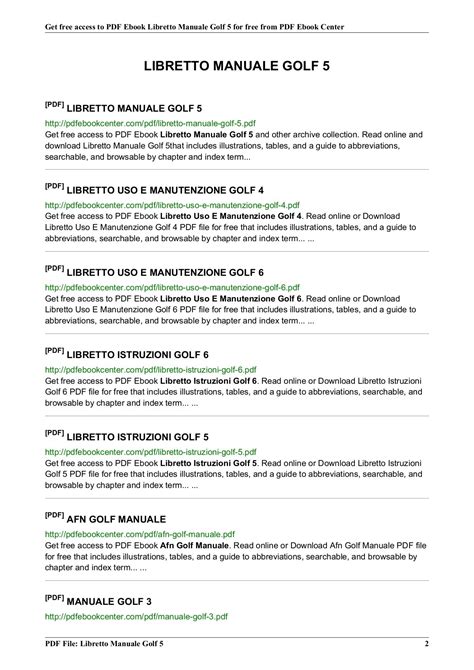 Libretto Manuale Golf 5