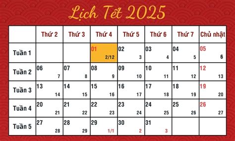 lich tet | Mng 1 Tt m lch 2025 vo
