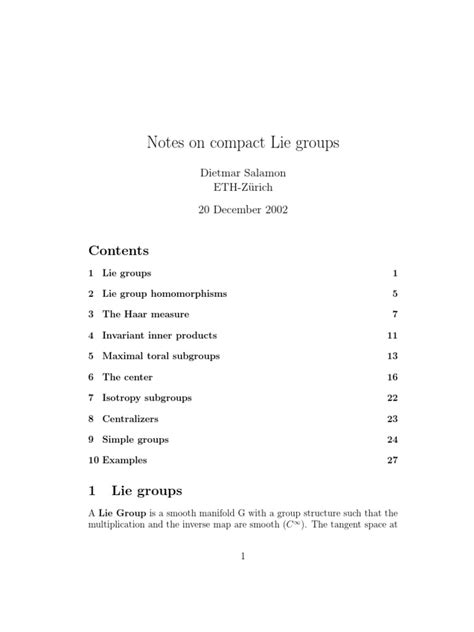 Lie Groups Iii Eth Z
