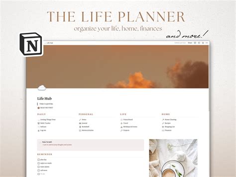 life hub notion template