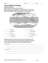 Life In Different Climates Activity Teachervision Climate Zones Worksheet Middle School - Climate Zones Worksheet Middle School
