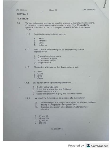 life science june examination 2014