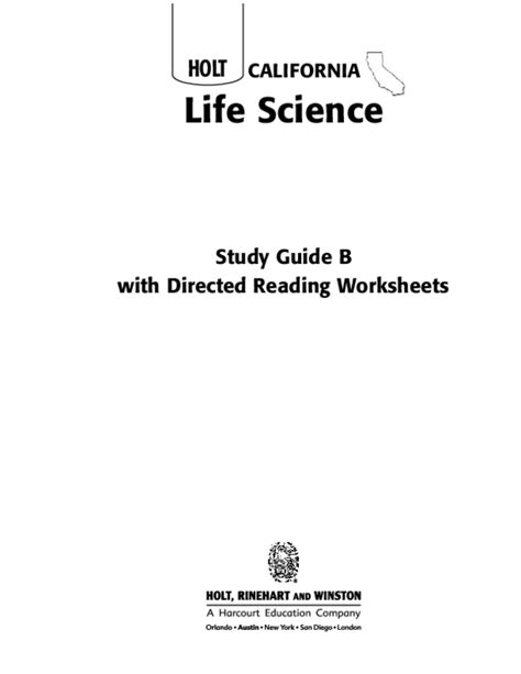 Life Science Study Guide B Holt California Study Physical Science Directed Reading Answers - Physical Science Directed Reading Answers