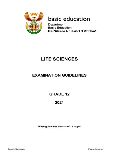 Life Sciences Grade 12 Examination Guidelines