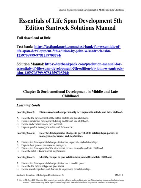 Life Span Development Santrock 3rd Canadian Edition