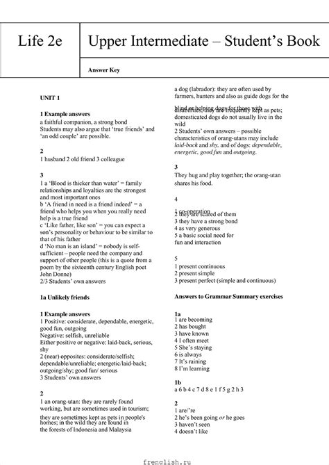 Life Upper Intermediate Students Answer Key