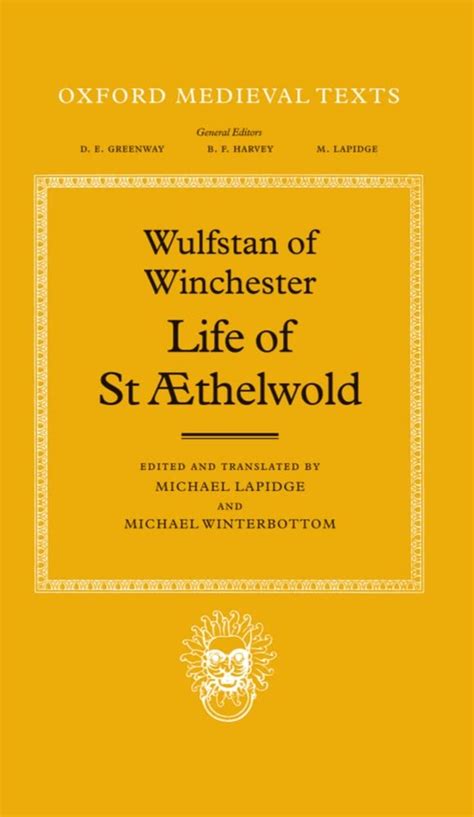 Read Online Life Of St Aethelwold Oxford Medieval Texts 