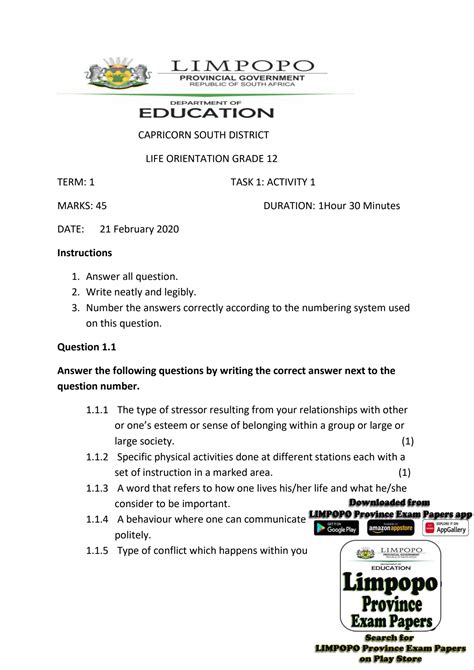 Read Online Life Orintation Task Two Activity One Question Paper Of Sekhukhune District File Type Pdf 