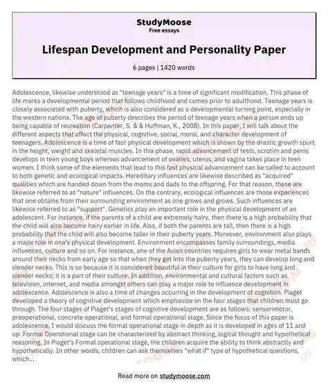 Read Online Life Span Development Interview Paper Example 