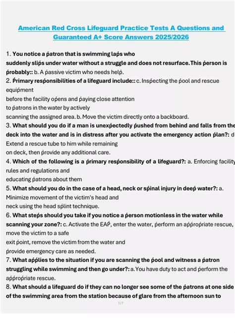 Lifeguard Practice Tests