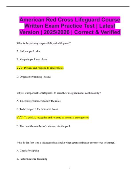 Lifeguard Written Exam Practice Test