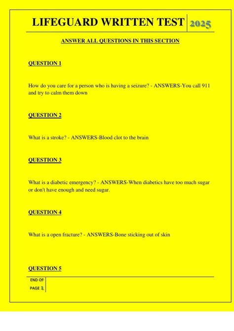 Lifeguard Written Test