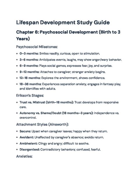 Read Lifespan Development Study Guide 