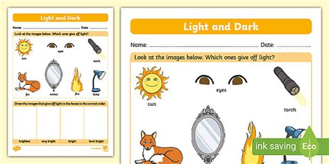 Light And Dark Worksheet Teacher Made Twinkl Light Worksheets For 1st Grade - Light Worksheets For 1st Grade