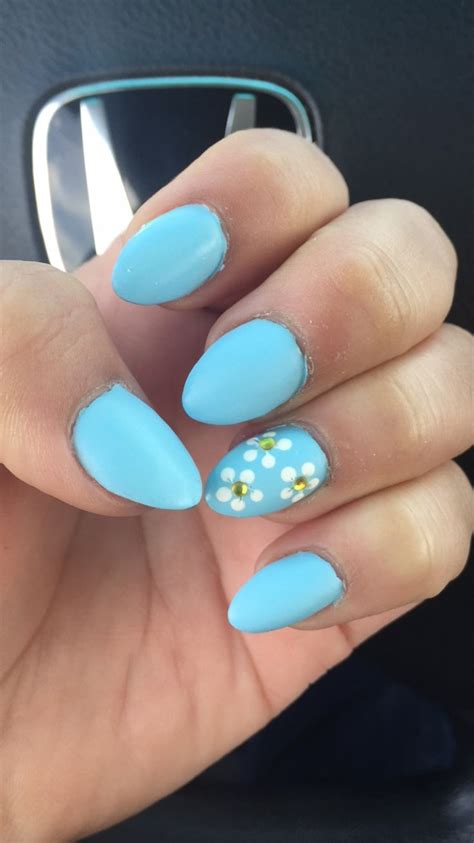  Light Blue Nails With Flowers - Light Blue Nails With Flowers
