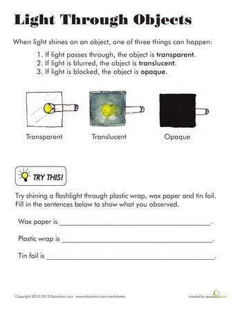 Light Experiments Andrea Knight Light Worksheets For 1st Grade - Light Worksheets For 1st Grade