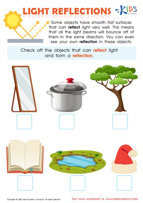 Light Reflections Worksheet For Kids Kids Academy Light Reflection Worksheet - Light Reflection Worksheet