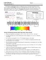 Light Waves Chem Worksheet 5 1 Answer Key Physical Science Waves Worksheets - Physical Science Waves Worksheets