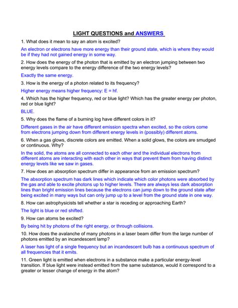 Download Light Questions And Answers 