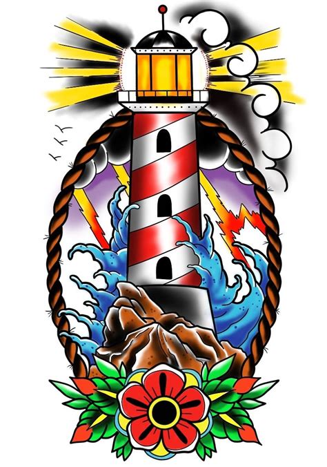 lighthouse tattooflash oldschooltattoo Traditional