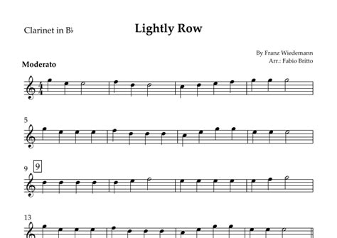 lightly row clarinet sheet music