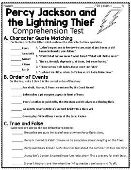 Read Lightning Thief Test By Chapter 
