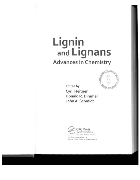 lignin and lignans advances in chemistry pdf