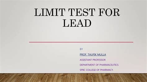 Limit Test For Lead
