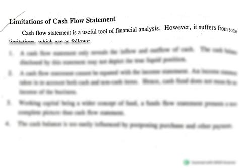 Limitations Of Cash Flow Statement