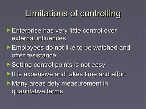 Limitations Of Controlling