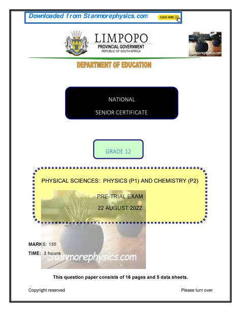 Full Download Limpopo Midyear Exam Grade12 2014 Physical Sciences Paper 2 