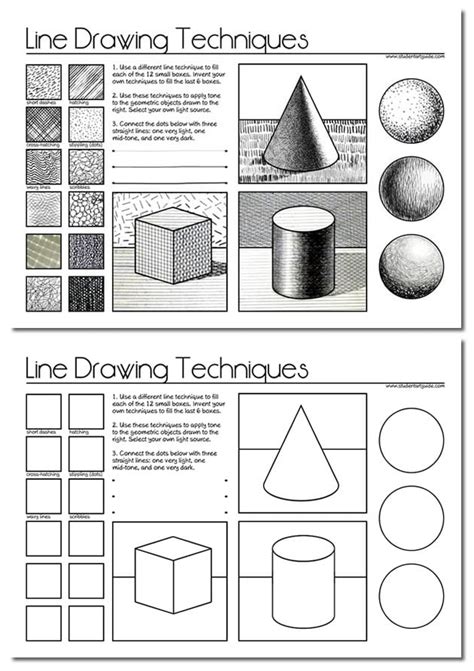 Line Drawing Techniques Worksheet Art Worksheets Contour Pinterest Line Drawing Techniques Worksheet - Line Drawing Techniques Worksheet