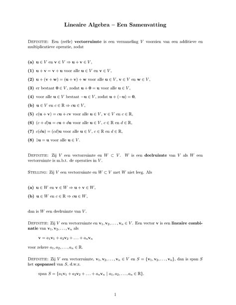 lineaire algebra definitie