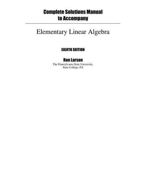 linear algebra 8th edition solution manual