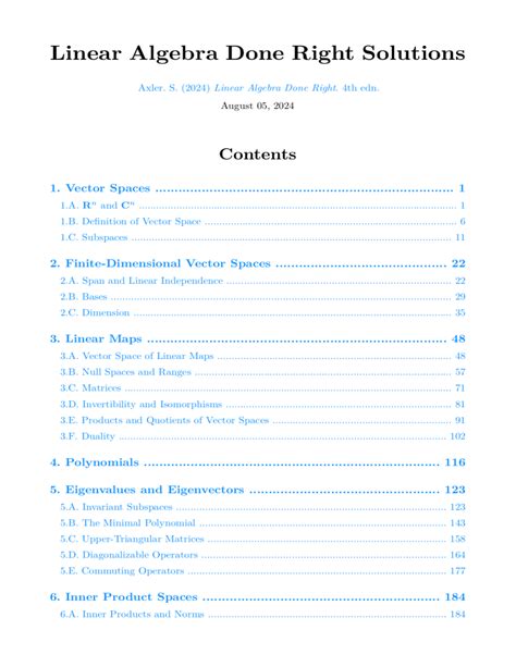 Linear Algebra Done Right Solutions
