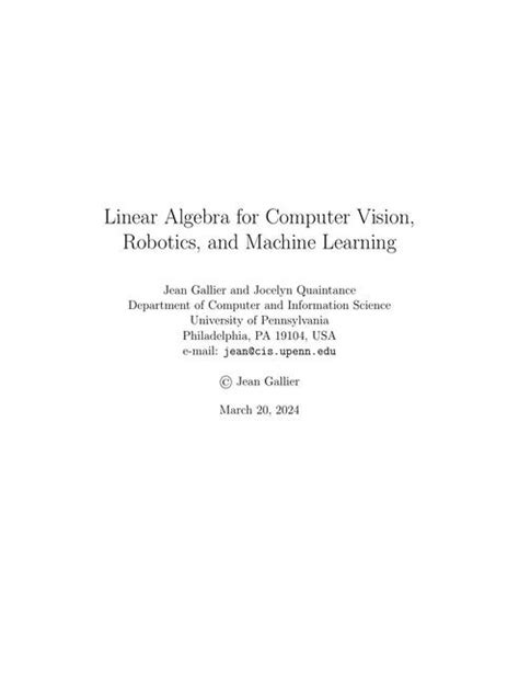 Linear Algebra For Computer Vision Beezers Home Page