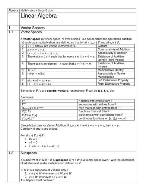 linear algebra study guide