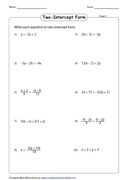 Linear Equation Of A Line Worksheets Math Worksheets Writing Equations In Standard Form Worksheet - Writing Equations In Standard Form Worksheet