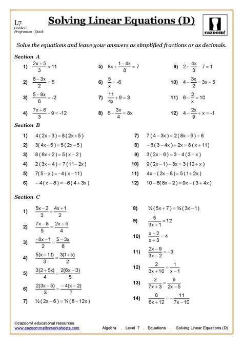 Linear Equation Worksheets Algebra Helper Algebra Equation Worksheet - Algebra Equation Worksheet