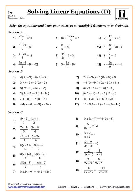 Linear Equation Worksheets Printable Online Answers Solving Linear Equations With Fractions Worksheet - Solving Linear Equations With Fractions Worksheet