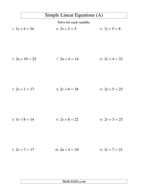 Linear Equations 8th Grade Math Worksheets Study Guides Solving Linear Equations Worksheet Answer Key - Solving Linear Equations Worksheet Answer Key