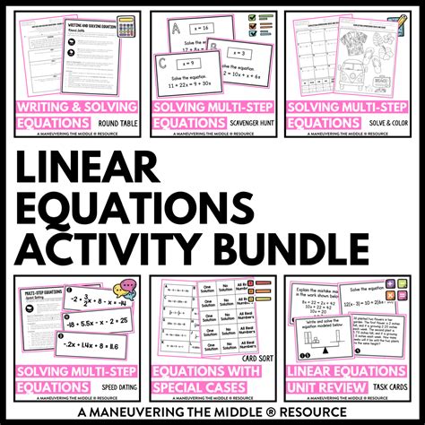 Linear Equations Activity Bundle 8th Grade Maneuvering The Writing Linear Equations Activities - Writing Linear Equations Activities