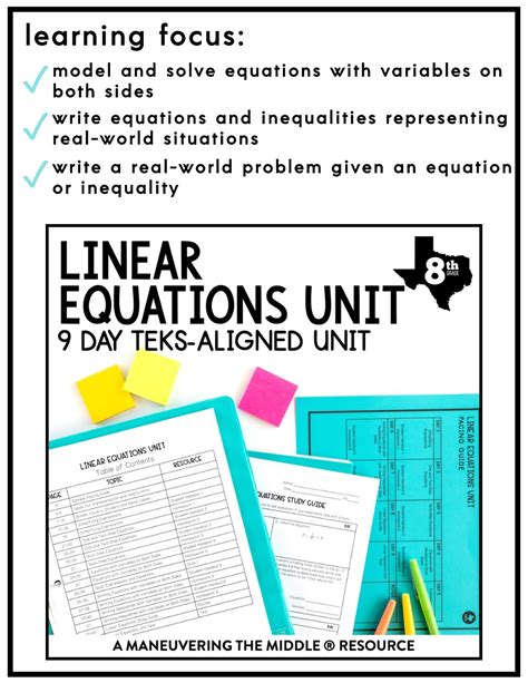Linear Equations Unit 8th Grade Teks Maneuvering The Linear Equations 8th Grade - Linear Equations 8th Grade