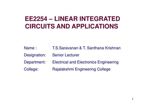 Linear Integrated Circuits Ee2254
