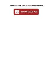 linear programming vanderbei solution manual