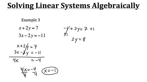 Linear Systems Algebraically Solving Linear Systems Algebraically Worksheet - Solving Linear Systems Algebraically Worksheet