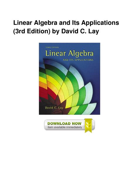 Full Download Linear Algebra By David C Lay 3Rd Edition 