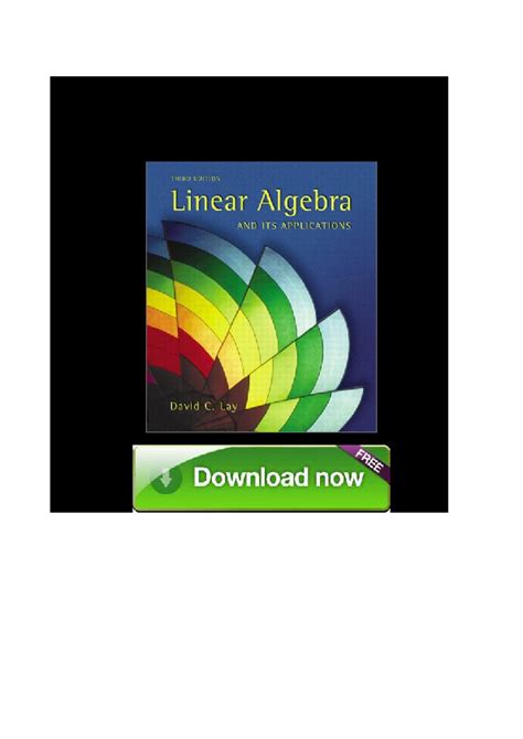 Read Linear Algebra By David C Lay 3Rd Edition Free Download 