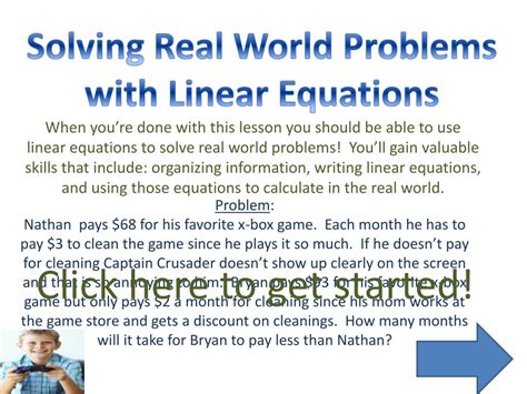 Download Linear Equations In Real World Problems 