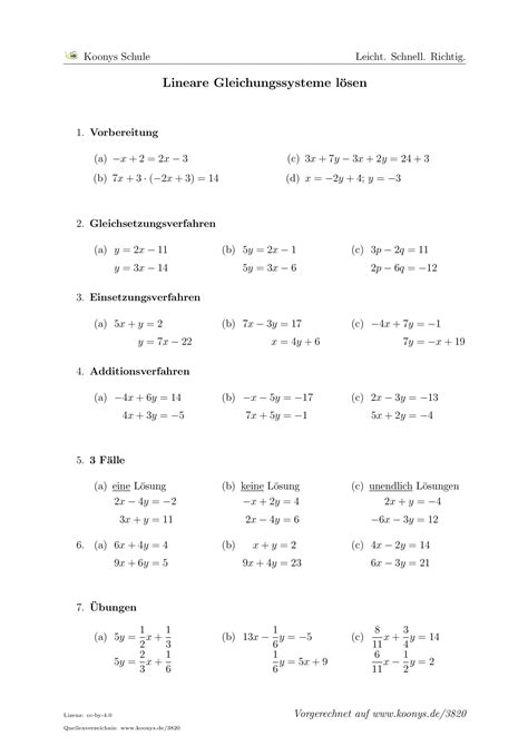 lineare gleichungen aufgaben mit lösungen klasse 8